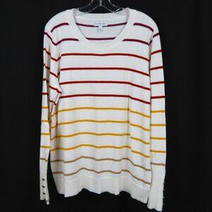 Kim Rogers White Striped Pullover Sweater Sz. XL